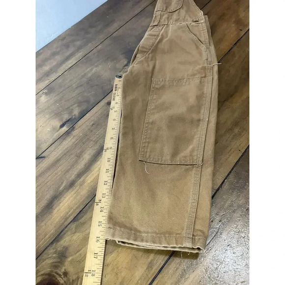 Kids Carhartt Overalls Canvas Bib Double Knee Pants Brown Youth 4 - Picture 12 of 12